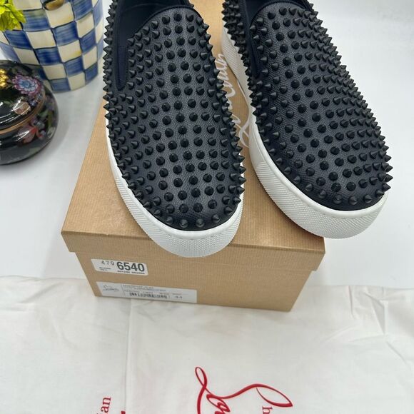 Men's Christian Louboutin spike boat flat sneaker size 44 made in Italy - Picture 5 of 11
